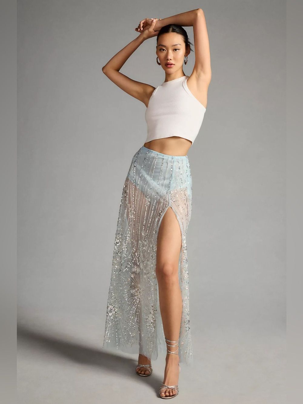 New Anthropologie Let Me Be Sheer Sequin Skirt Size M
